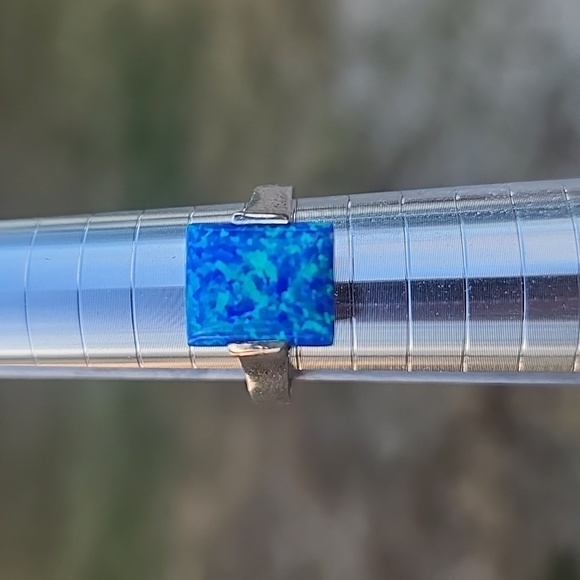 Blue Fire Opal Sterling Silver Ring 🔥 💙 - Picture 2 of 12